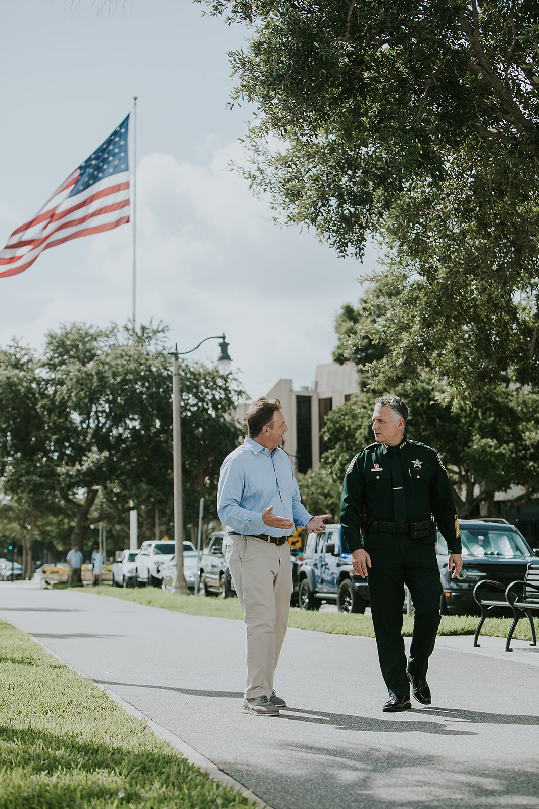 Sen. Jason Brodeur walking with a Seminole County deputy